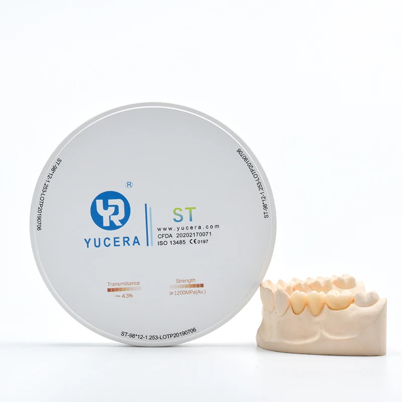 

Yucera dental CAD CAM material ST white Dental Zirconia Blank Discs With 43% Translucency for dental lab dental clinic