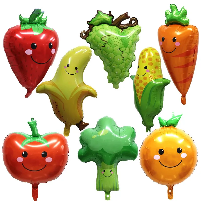 

Watermelon Grapes Strawberry Banana Fruit Foil Balloon Corn Carrot Tomato Green Vegetable Farm Decoration Birthday Party Balloon