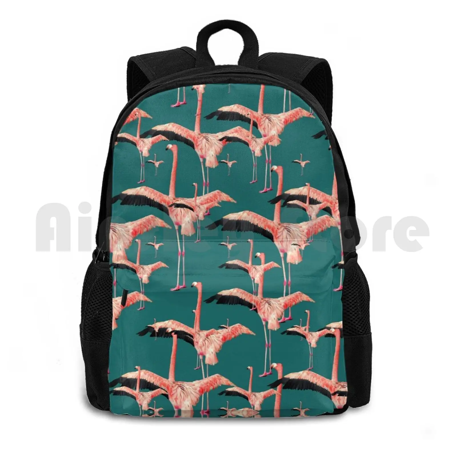 

Tropical Flamingo Outdoor Hiking Backpack Riding Climbing Sports Bag Summer Cool Fun Flamingo Sky Blue Palm Tree Nature Africa