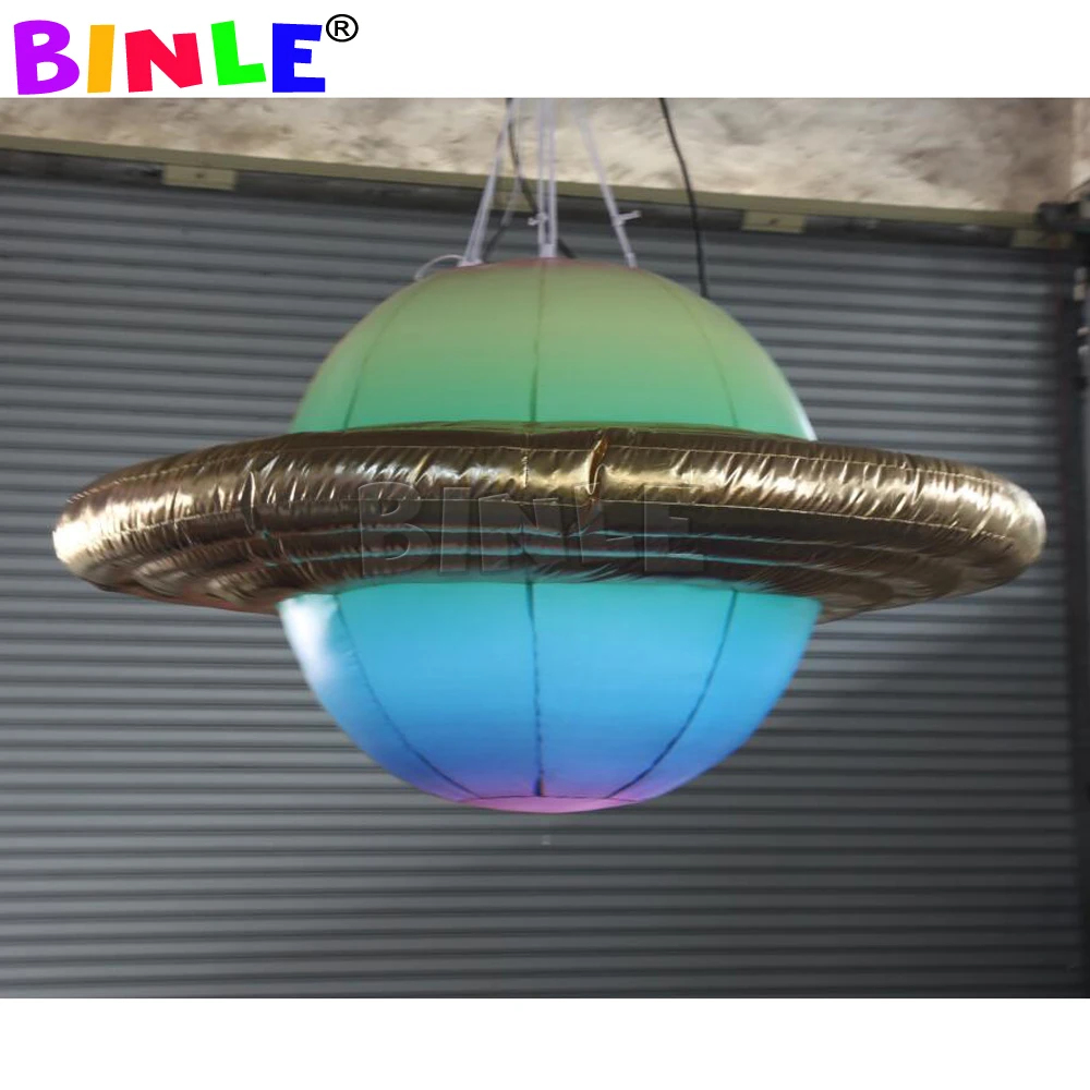 Custom Made 2m Inflatable Jupiter Ball With Led Lights/Giant Nine Solar System Planet Balloon For Hanging Decoration