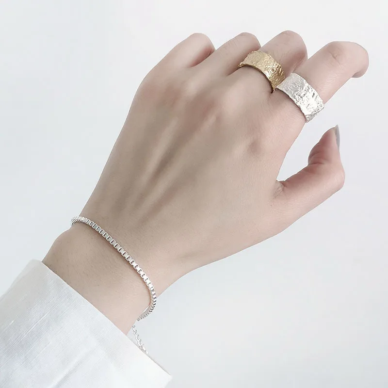 Matteพื้นผิวEllipse 925เงินสเตอร์ลิงแหวนปรับขนาดได้Handmade Bague Femmeเงิน925 Accesoriosเครื่องประดับFine