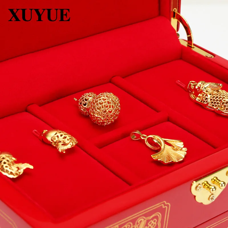 New Jewelry Box Wedding Gold Jewelry Box Ring Earrings Dowry Nine Treasure Box Festive Packing Box Spot