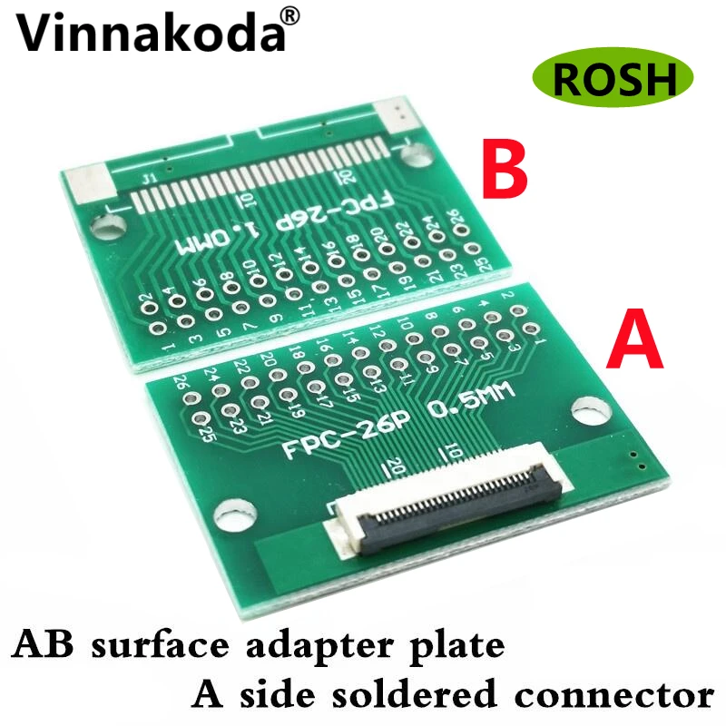 Placa de adaptador flip-top FFC FPC, conector soldado, 0.5mm-26P, 2.54mm, 2pcs