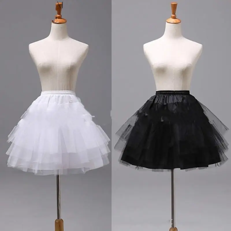 Top Quality White Black Ballet pettiscoat Tulle Ruffle Short Bridal Lolita Skirt Underskirt Jupon Robe accessori indefined