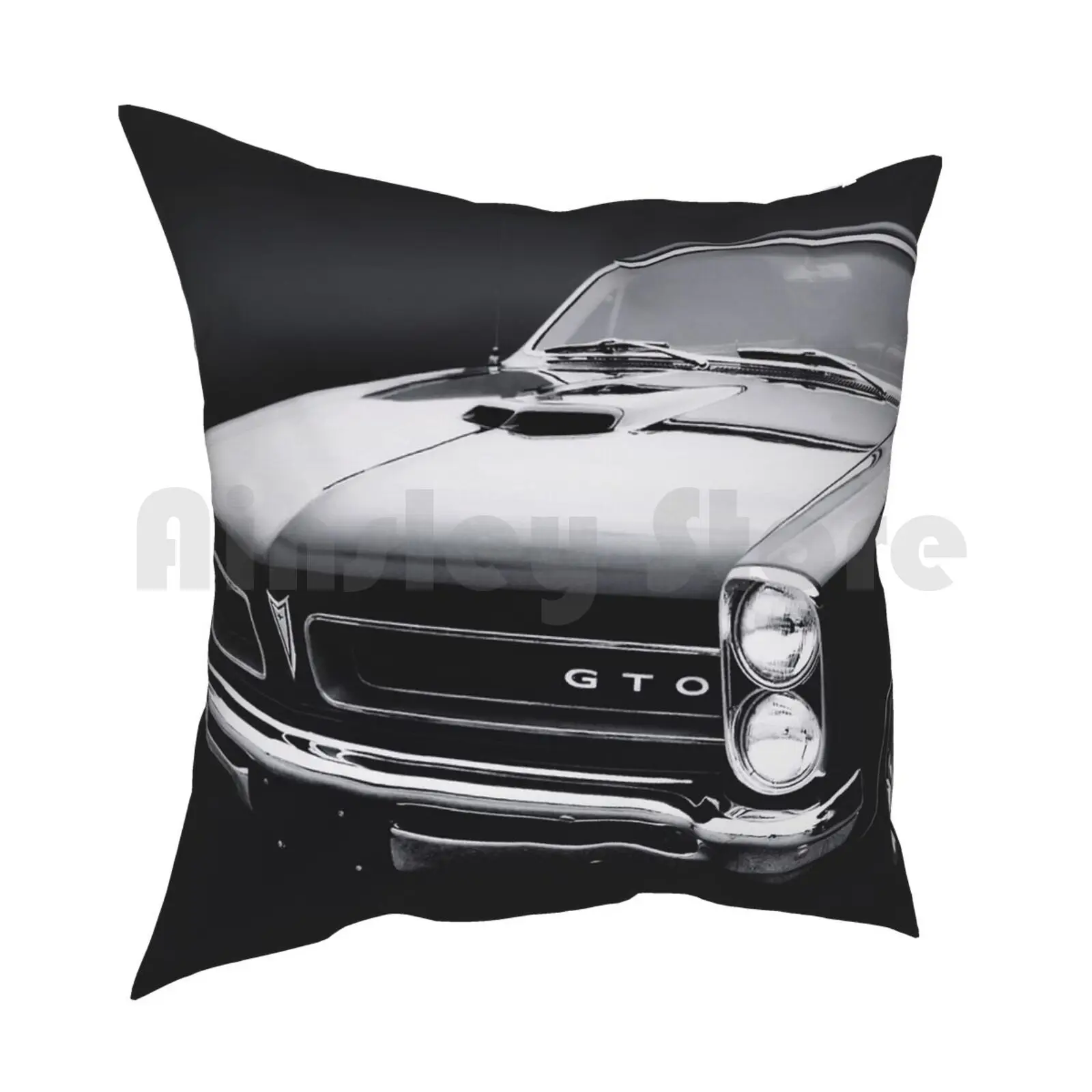 1965 Pontiac Gto B / W Pillow Case Printed Home Soft Throw Pillow Automotive Car Transportation Auto Cars Garage Car