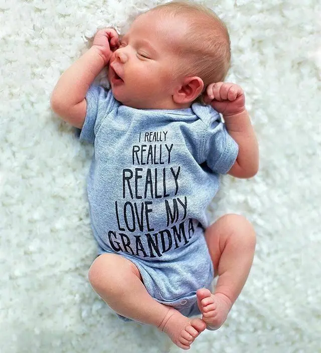 0-24M Summer Newborn Infant Baby Boy Romper Short Sleeve Casual Jumpsuit I Love My Grandpa/grandma Bodysuit Clothes Outfits