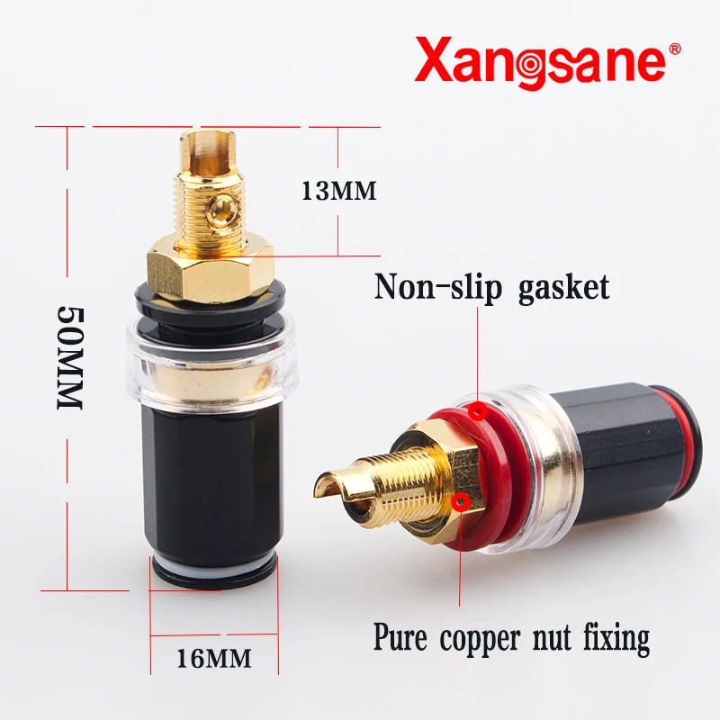 hifi pure copper wiring short pole gold-plated/rhodium plated wiring board banana plug socket hifi black shell horn plug socket