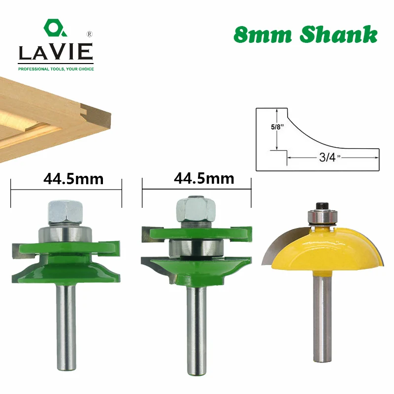 3pcs 8mm Shank Door Panel Cutters Raised Panel Cabinet Router Bit Set Woodworking Cutters Carbide Milling Cutter For Wood 02004