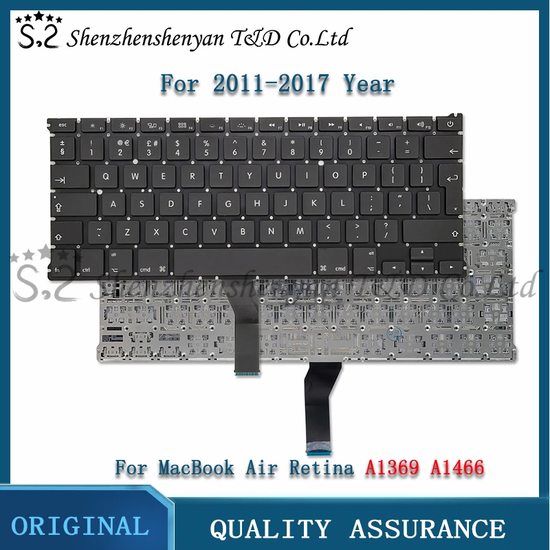 Nowa klawiatura zamienna USA UK Rosyjska Hiszpania Francuska Niemiecka Rosyjska Koreańska Układ dla Macbook Air 13 "A1369 A1466 2011-2017 Years