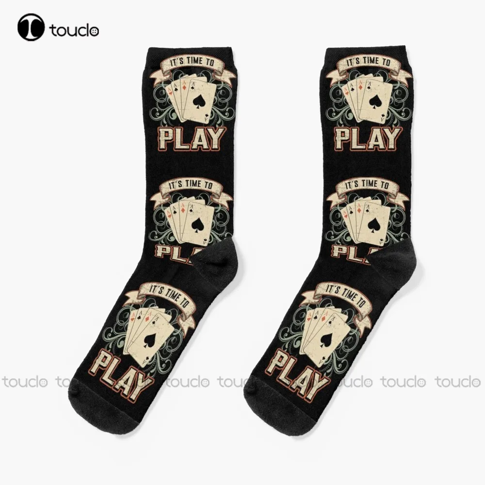 Cards Card Playing Day Poker Ace Casino Game Gift Socks Sport Socks For Men Unisex Adult Teen Youth Socks Personalized Custom