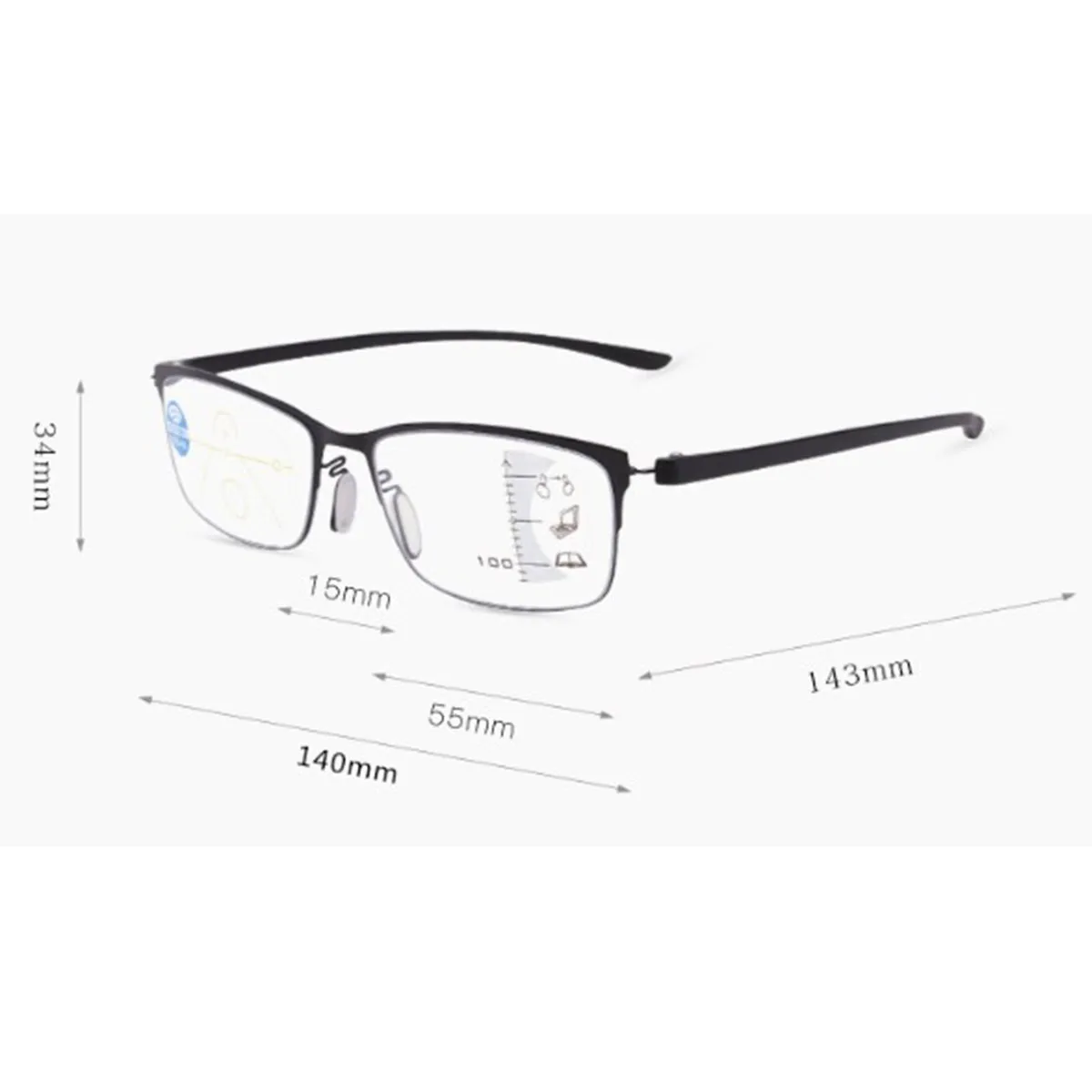 Unisex Progressive Multi-focus Reading Glasses Anti-blue Light Fashion Glasses