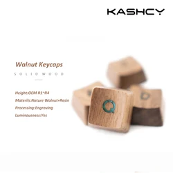 Kashcy wood engraving characters keycap for mechanical keyboard walnut solid wooden keycaps spacebar Esc Cherry mx OEM