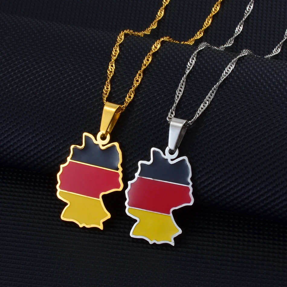 Anniyo Deutschland Map Flag Pendant Necklace for Women Girls Silver Color/Gold Color Germany Jewelry German #241421