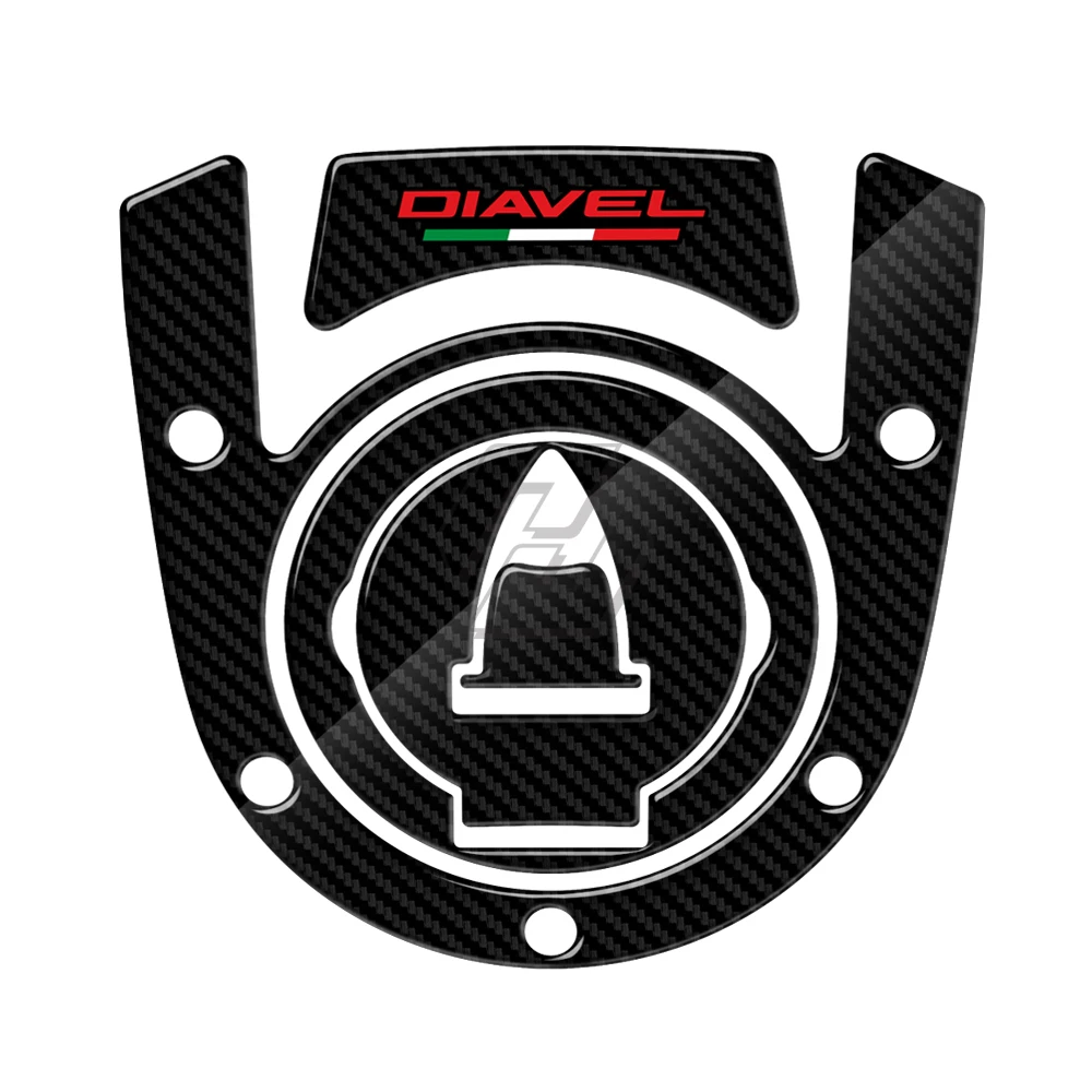 3D Motorcycle Tank Pad Protection Fuel Cap Decals Case for Ducati Diavel Models Carbon-look