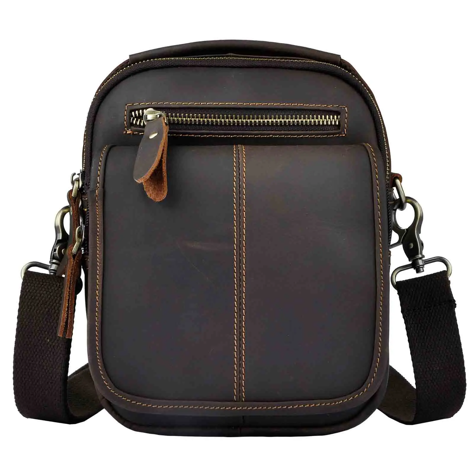 

Thick Crazy Horse Leather Male Design College 8" Shoulder Messenger Crossbody Bag Vintage Mochila Satchel School Tote bag 8025