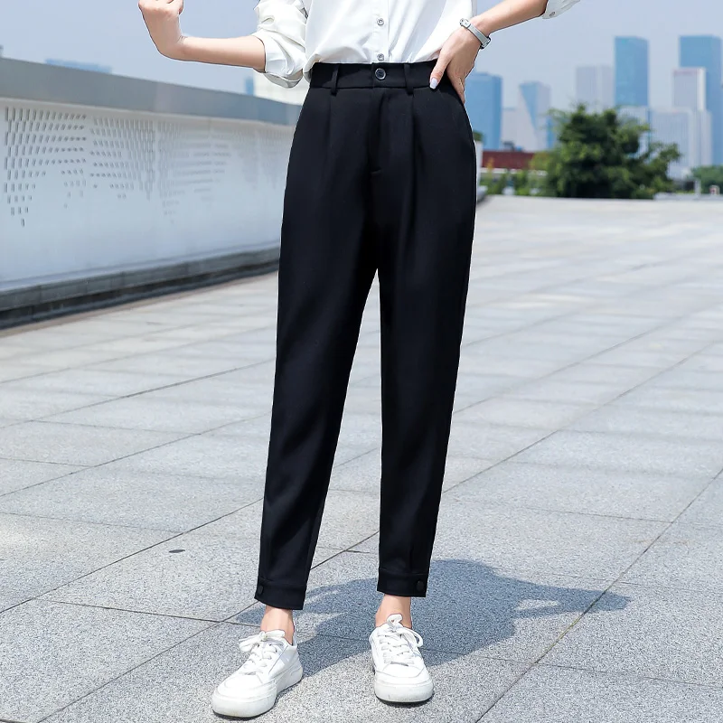 Korean Casual Women\'S Straight Tube 2023 Autumn Harlan Pipe Pants Are Versatile, Slim And Vertical, Formal 9-Point Trousers Lady