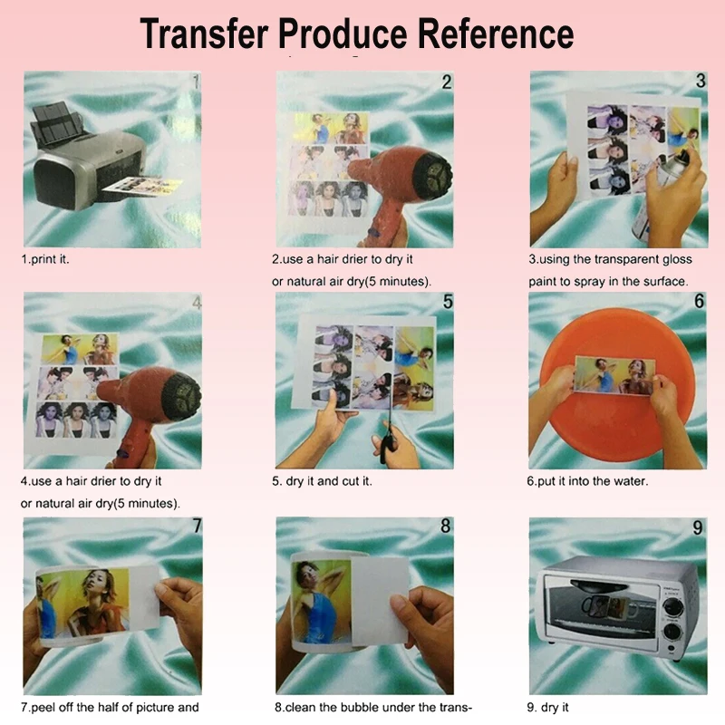 A4 mürekkep püskürtmeli su kaydırağı çıkartma kağıt su kaydırağı su bazlı Transfer kağıdı şeffaf veya beyaz 5 /10/20 yaprak paketi