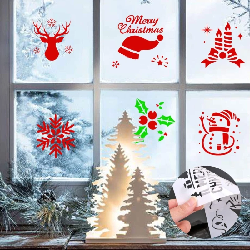 24pcs Small Christmas Drawing Templates Set Resuable DIY Graffiti Stencil 3 x 3 for Home Classroom Wall Door Decorations