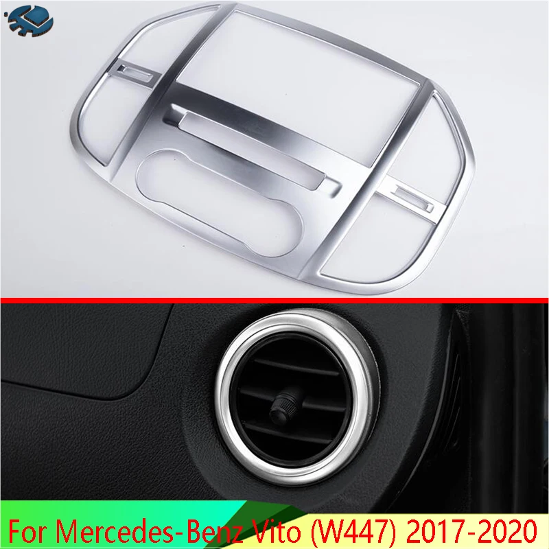 For Mercedes-Benz Vito (W447) 2017-2020 ABS Chrome Air Vent Outlet Cover Dashboard Trim Bezel Frame Molding Garnish