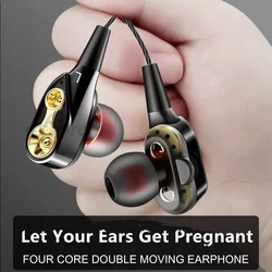 High Bass Wired Earphone Dual Drive Stereo In-Ear 120 centimetres length Earphones with Microphone Computer and Cell Phone