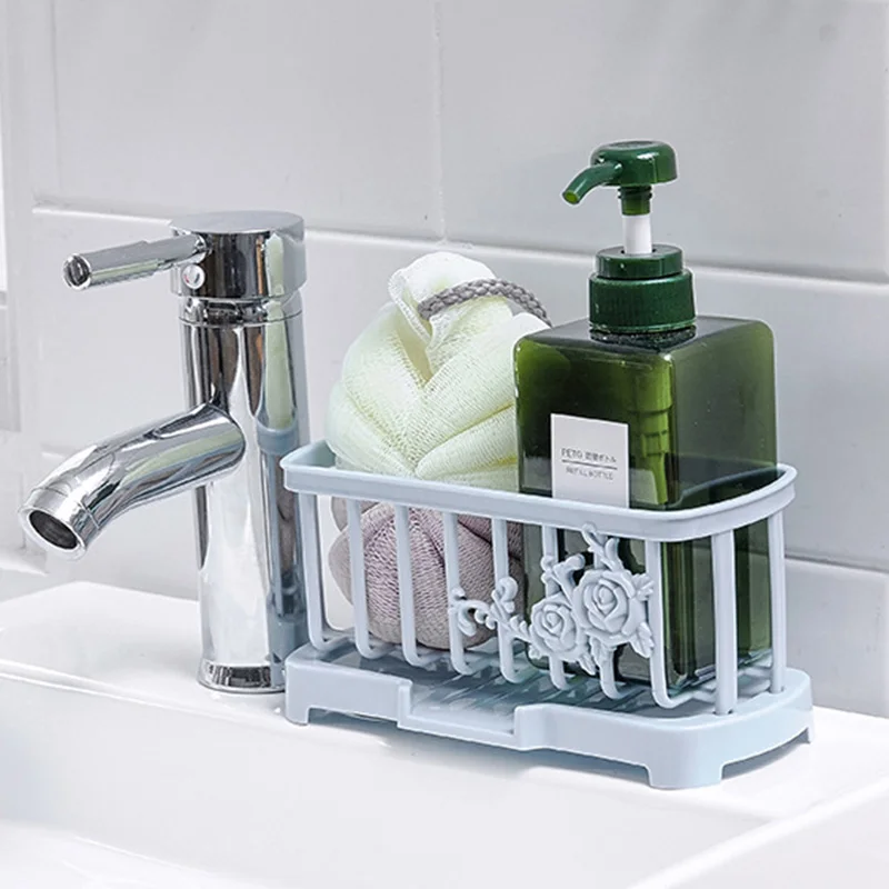 Kitchen Suction Cup Sink Drain Rack Sponge Storage Holder Kitchen Bathroom Sink Soap Rack Drainer Rack Accessories Organizer