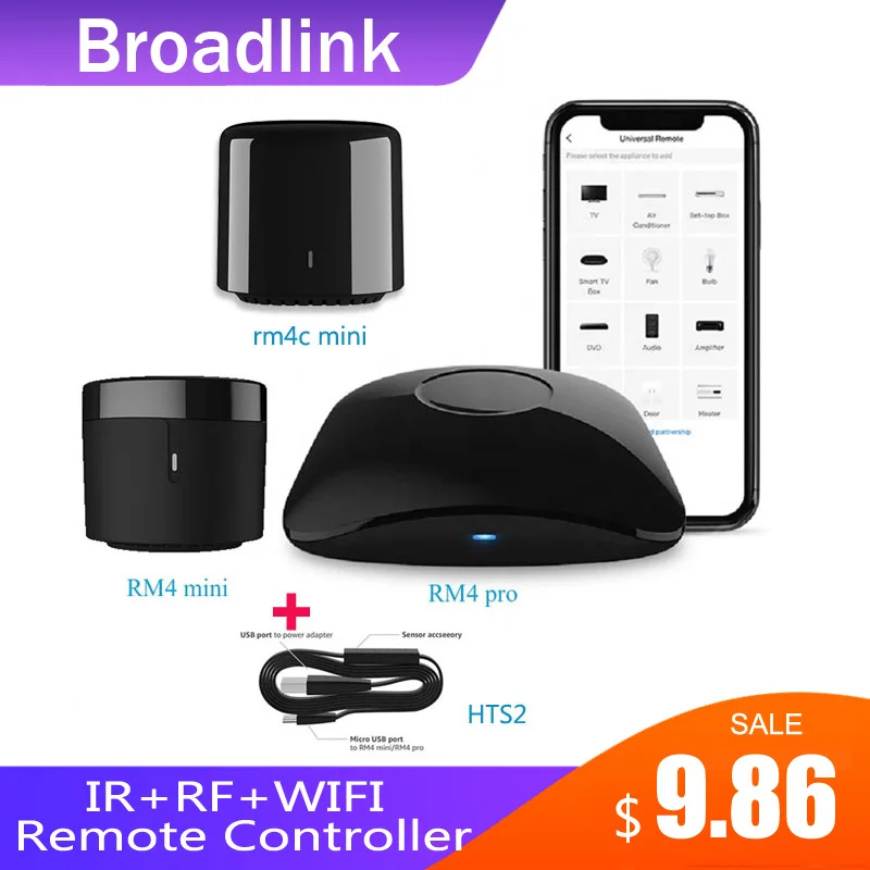 

BroadLink RM4 Pro+ HTS2 Version with Temp and Humidity Sensor Wireless Universal Remote Hub Smart Home Solution