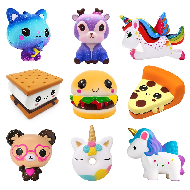 Kawaii Bear biscuit Squeeze Jumbo Deer Unicorn Cat crema de elevación lenta perfumada, juguetes para aliviar el estrés para niños y bebés