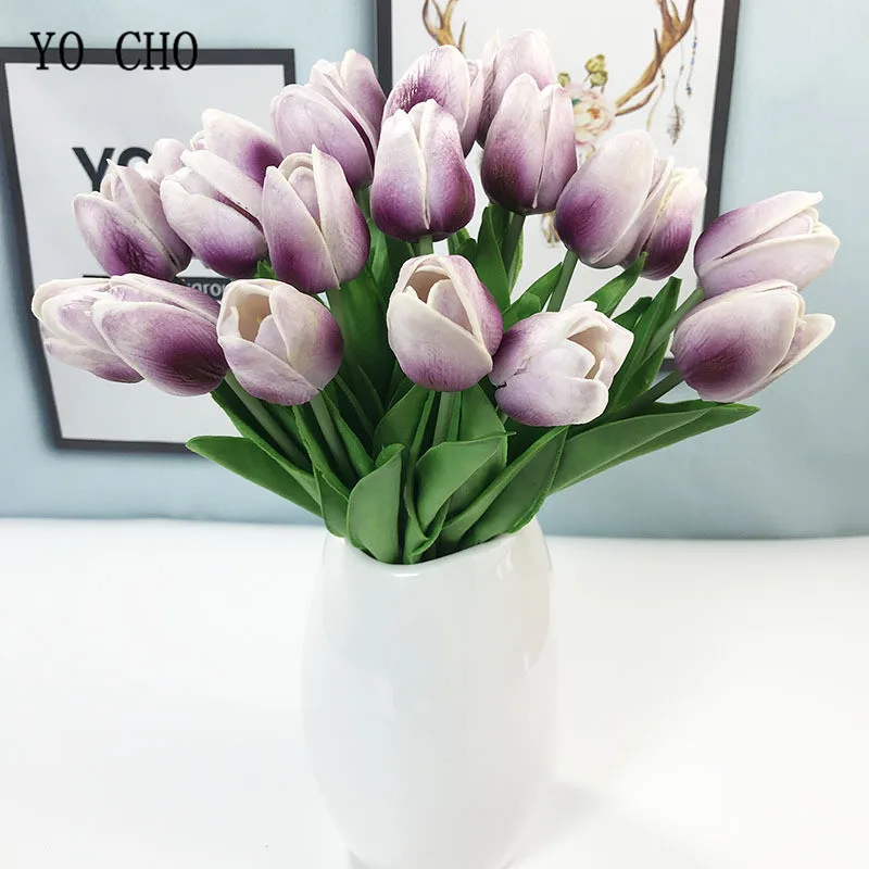 10 pz/lotto Wedding Artificiale DELL'UNITÀ di elaborazione Del Fiore Del Tulipano Bouquet Da Sposa Piccolo Tulipano Flore Casa Festa Di Compleanno Nuovo Anno di San Valentino Giorno Floreale