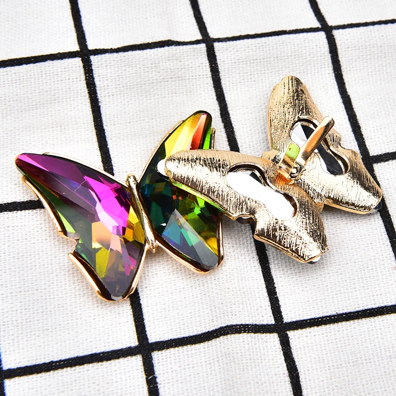 Colorful Crystal Butterfly Shoe Buckle Accessories Women's Sandals Flip-flops Rhinestone Clip Decorative Clothing Bag Decoration