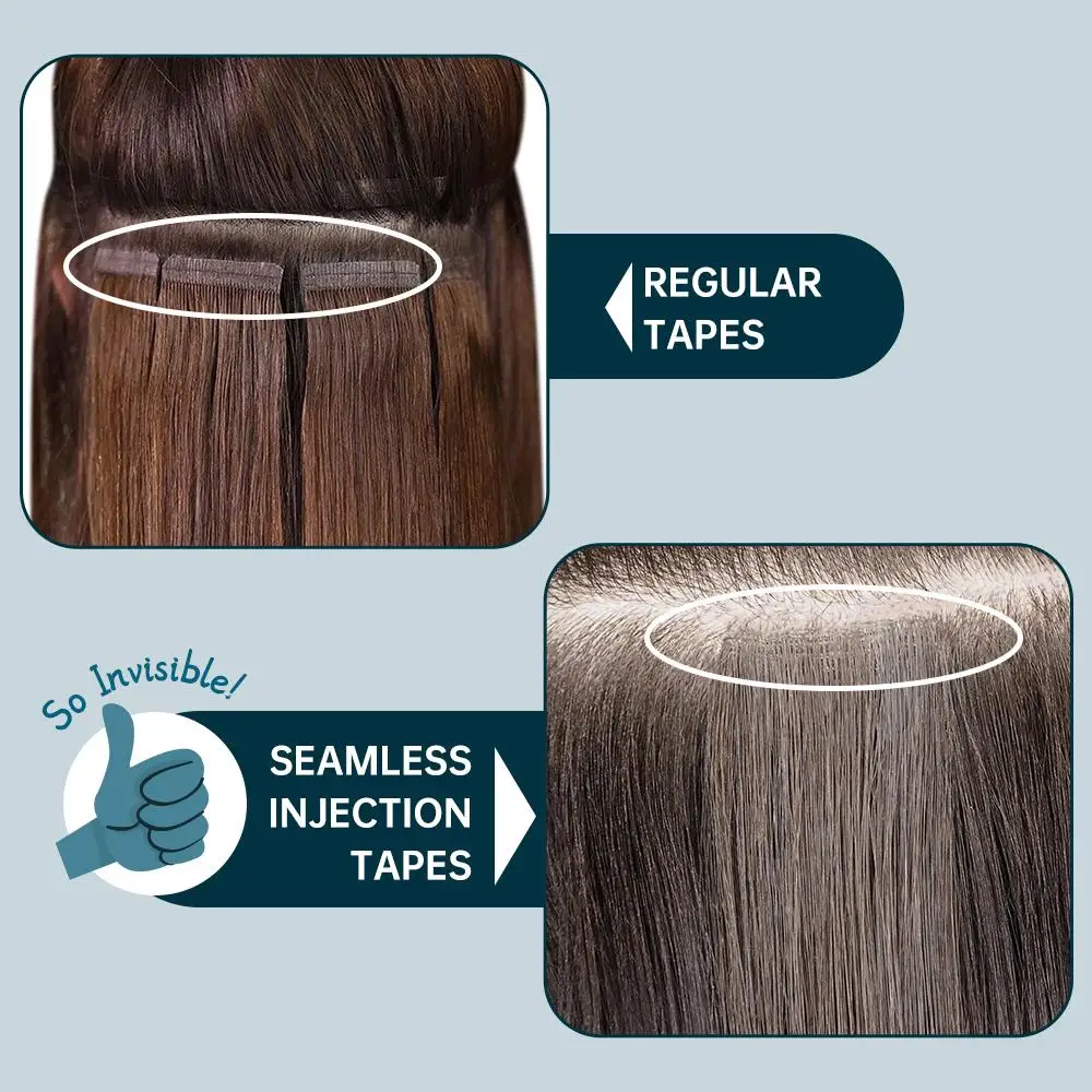 Extensiones de cabello humano virgen con inyección de brillo completo, cinta de trama de piel de PU en Color rubio, virgen Invisible sin costuras, 5