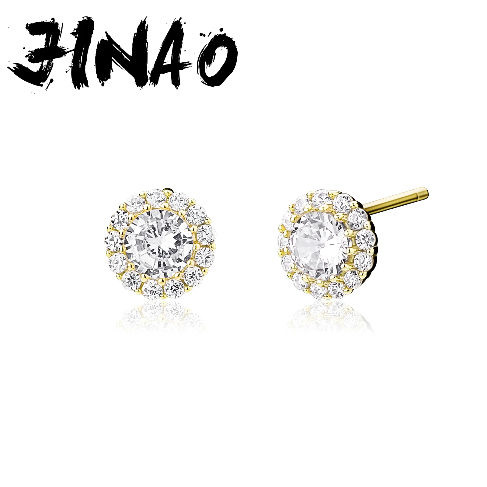 JINAO  2021 Trend 925 Sterling Silver Diamond CZ Stud Earrings For Women Wedding Romantic Bridal Fine Jewelry Engagement