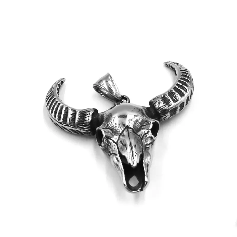 Norse Viking Satan Ram Goat Pendant Stainless Steel Jewelry Animal Bull Head Biker Pendant Mens Women for Gift SWP0569