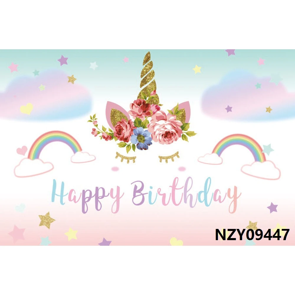 Nitree фон с единорогом Радужный цветок облако Новорожденный ребенок душ девочка 1-й День рождения виниловый Фотофон