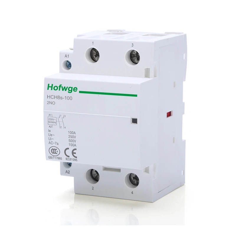 HCH8s-100 Modular Contactor 2P 4P 100A 4NO 2NO2NC 24V 110V 220V Automatic Household Contactor Din Rail Type