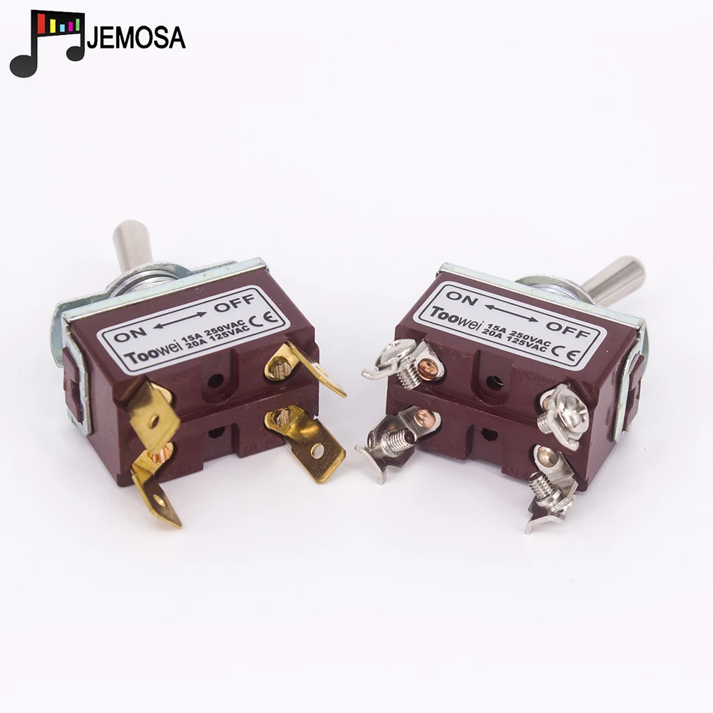 Toowei-Interruptor de palanca de 4 pines, interruptor basculante de encendido y apagado de 15A, 250V/ 20A, 125V SPST, orificio de montaje de 12mm, contacto Scraw, 1 unidad