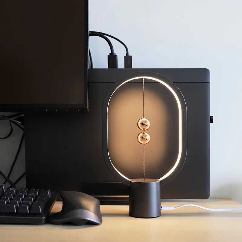 2022ใหม่ล่าสุด USB Powered Mini HENG Ellipse แม่เหล็ก Mid-Air Switch Night Light Balance LED Office Home decor