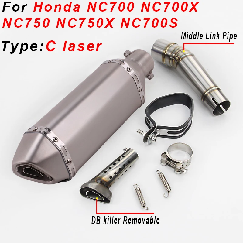 Slip on For Honda NC700 NC700X NC750 NC750X NC750S Motorcycle Exhaust Muffler Modified DB Killer Escape Moto Middle Link Pipe