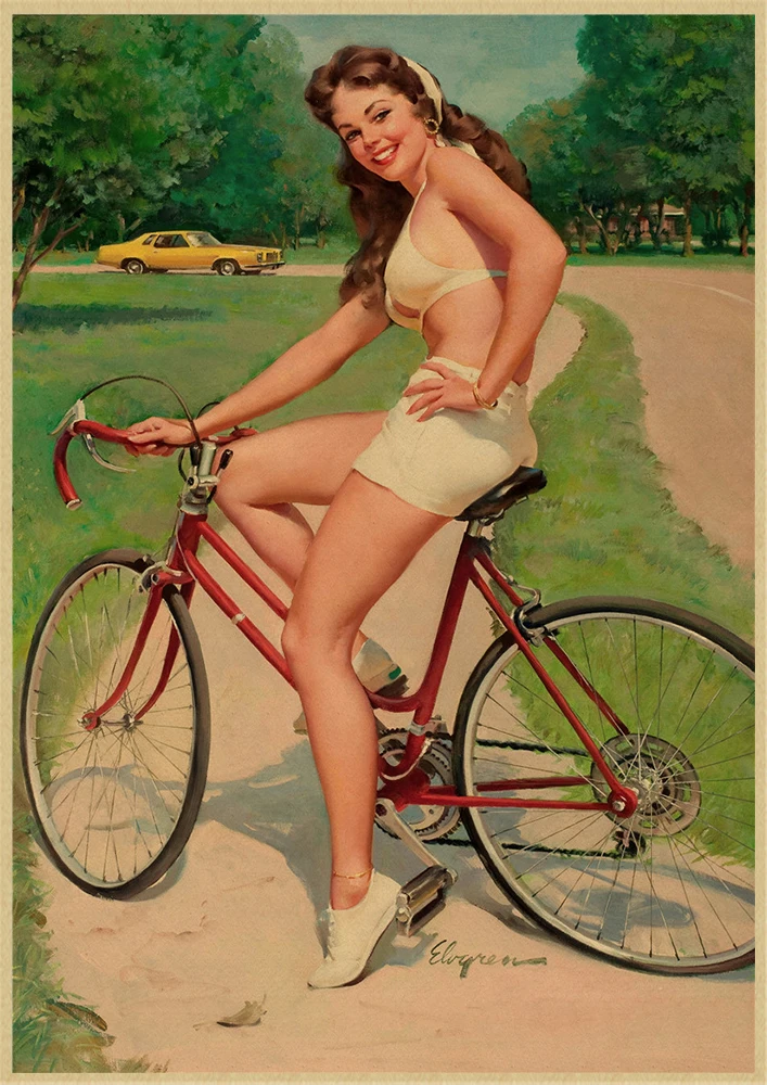 Pinup Girls Series 3 World War II Vintage Kraft Paper Classic Poster Bar Cafe Living Room Dining Wall Decorative Paintings