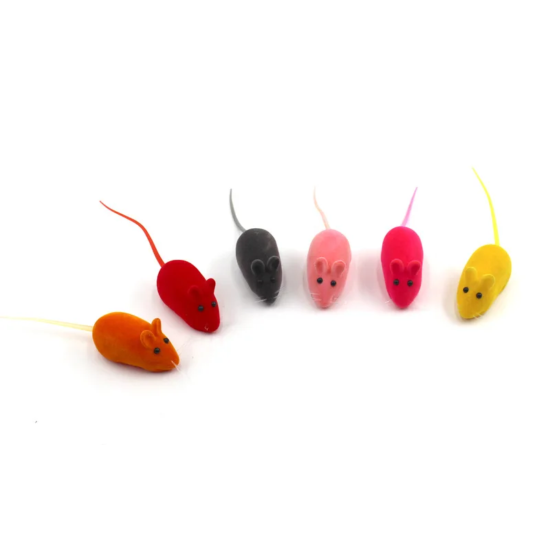 New Flocking Mouse Funny Cat Toys Sound Plush Rubber Vinyl Mouse Pet Realistic Sound Toys Cat Accessories Supplies Random Color