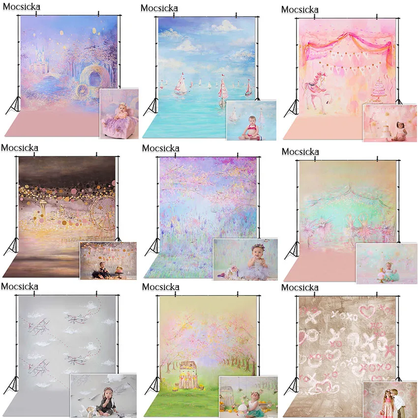 Mocsickaทารกแรกเกิดถ่ายภาพเด็กฉากหลังสีน้ำวันเกิดภาพพื้นหลังภาพสตูดิโอถ่ายภาพPhotocall