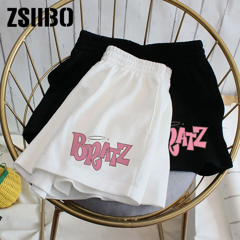 Elastic waist casual beach party hanbok size high waist letter cute printed sports shorts female summer female shorts Shorts Y2k