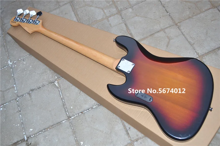 Top quality heritage classic sunset color 4 string bass guitar electric bass maple xylophone neck chrome plated accessories