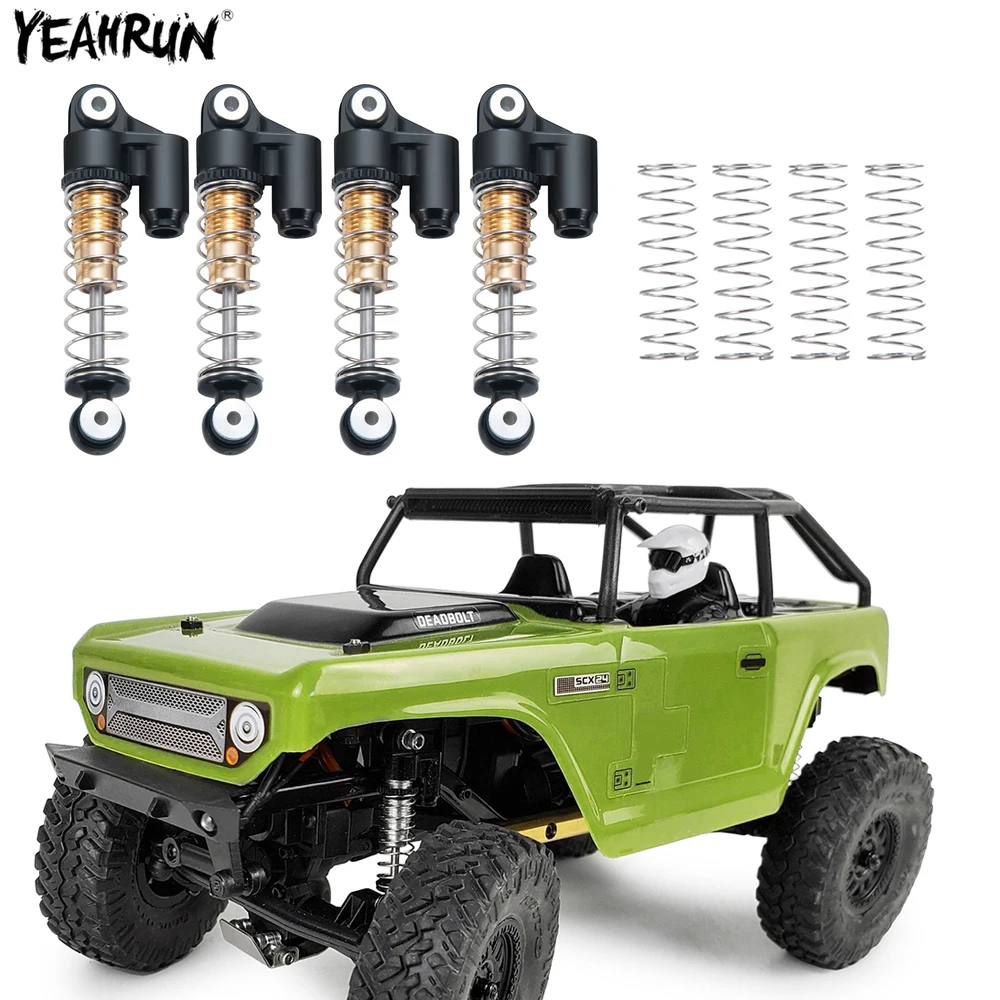 YEAHRUN-amortiguador de aluminio y Metal para coche teledirigido, 4 piezas, para 1/24 Axial SCX24 90081 AXI00001 AXI00002 004 005 006