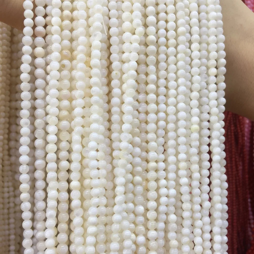 Wholesale Natural shell Beaded White Round shape craft shell loose beads For jewelry making DIY Bracelet necklace accessories