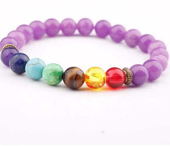 8mm red multicolor Agate Onyx Chakra Healing Reiki Buddha Yoga Bracelet elastic adjustable Volcanic Stone Bangles fc2