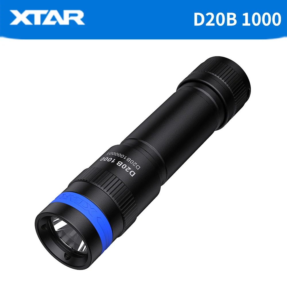 XTAR D20/D20B Diving Flashlight 1000 Lumens Using XP-L / V6LED Rotary Switch Diving Torch Dive 50 Meters LCD Flashlight