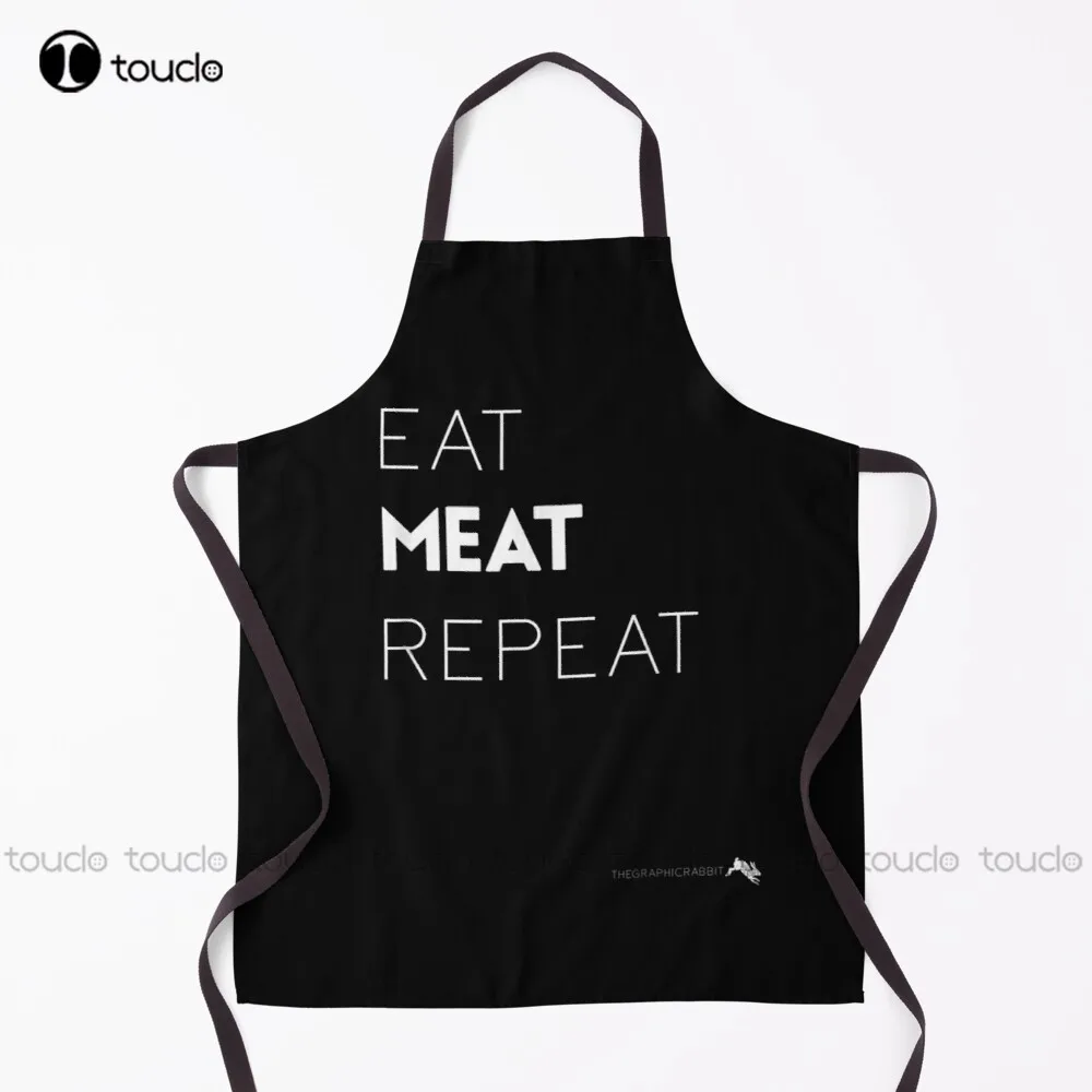 Eat-Meat-Repeat-Steak-Animal-Protein Apron White Apron For Women Men Unisex Adult Garden Kitchen Household Cleaning Apron