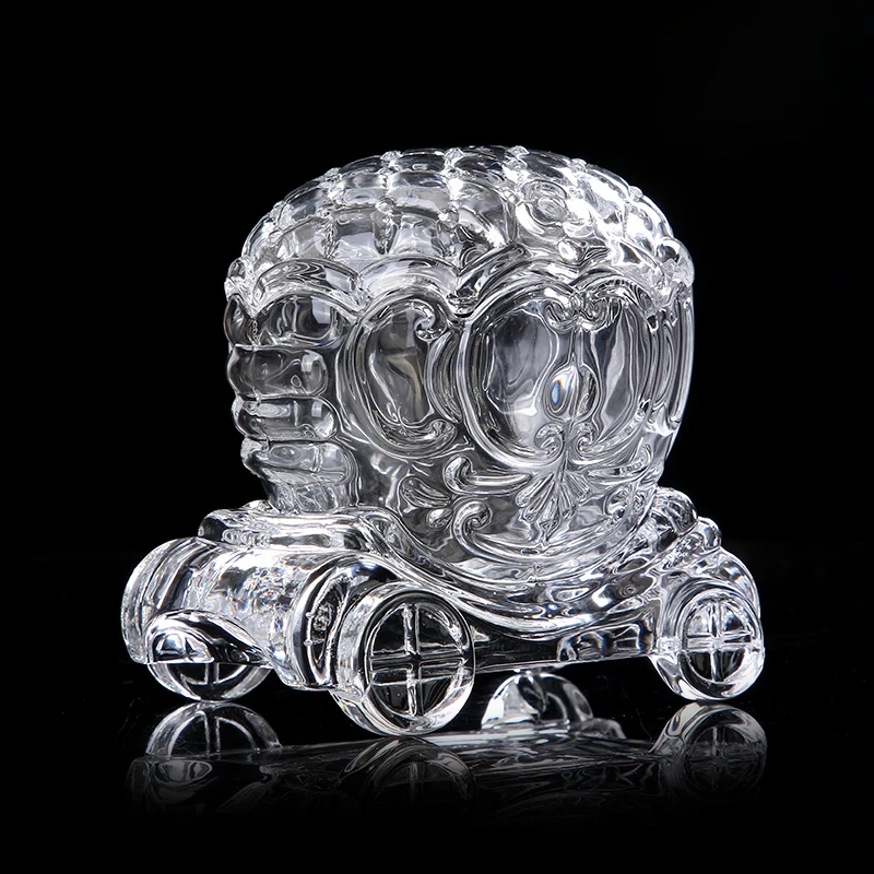 

Crystal Glass Pumpkin Carriage Jewelry Box Decorative Cinderella Jewellery Jar Organizer Bedroom Glassware Box Ornament Craft