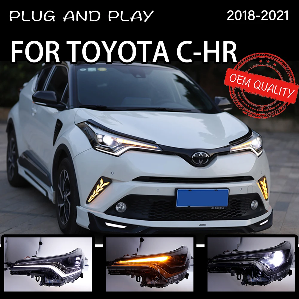 Headlight For C-HR 2018-2021 Car автомобильные товары LED DRL Hella 5 Xenon Lens Hid H7 Car CHR Accessories