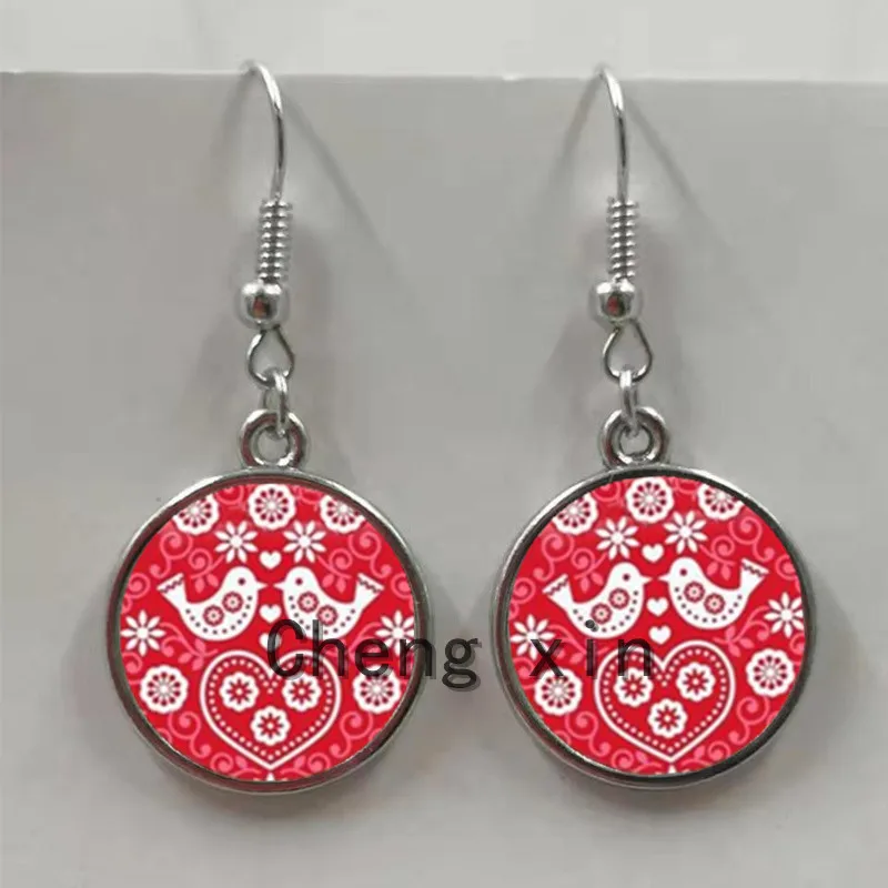 Polish folk art pattern earrings fashion jewelry modern paper-cut element floral earrings girl